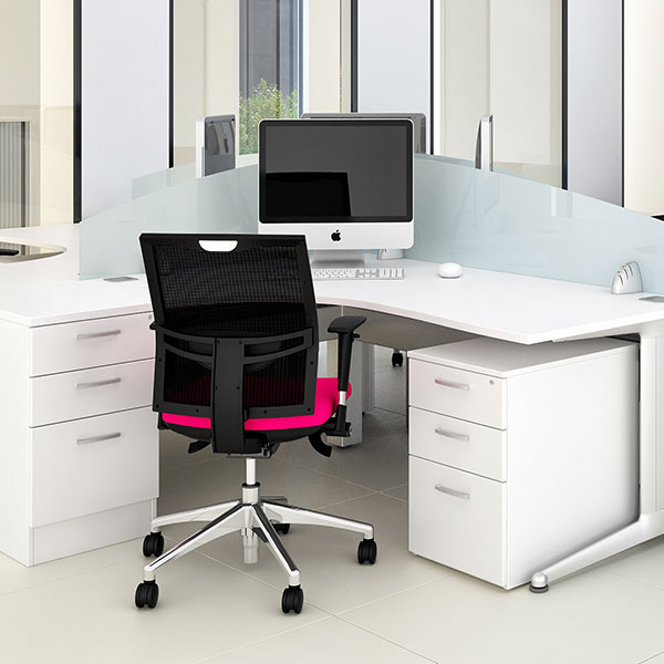 Photo showing modern office workspace with contemporary furniture