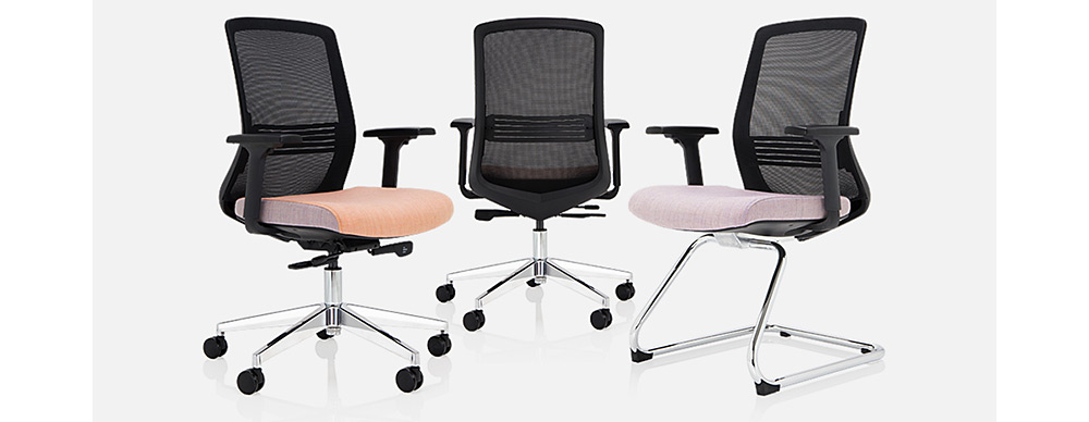 A photo of 3 different task chairs