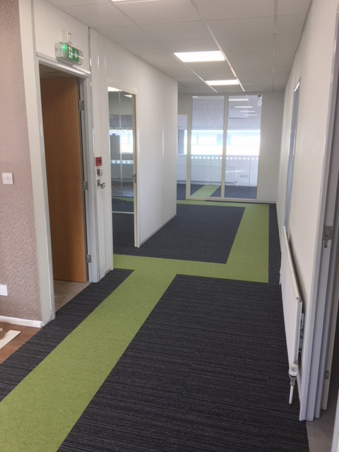 Photo of business unit refurbishment looking down corridor