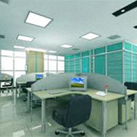 Modern office featuring LED lighting