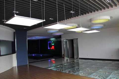 Photo of modern ceiling hung LED panel lights