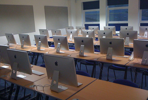 a photo showing specialist computer training area in a school - view from front