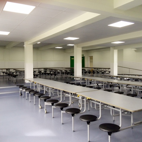photo of a refurbished student dining hall in Dorking - by Complete Interiors